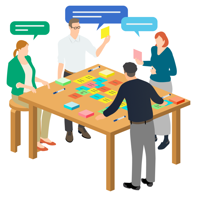 スプリントプランニングをしている4人